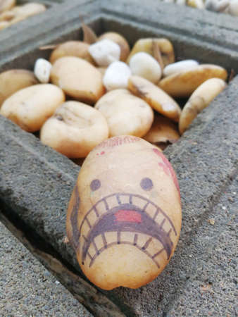Create a cute idea. Rock art on Abstract backgroundの写真素材