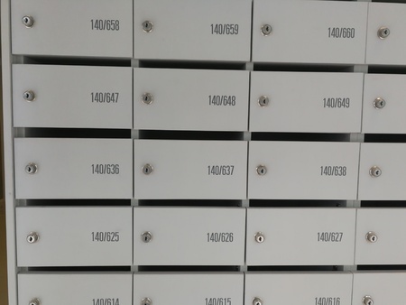 mailbox in the entrance hall of an apartment building