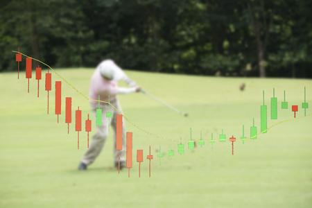 Businessman using on abstract background with forex graph.の写真素材