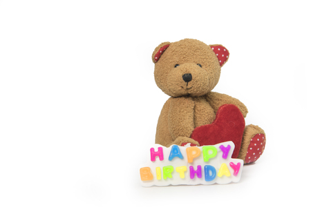 Teddy Bear with happy birthday signの写真素材