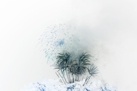 illustration set of fireworks isolated on black background