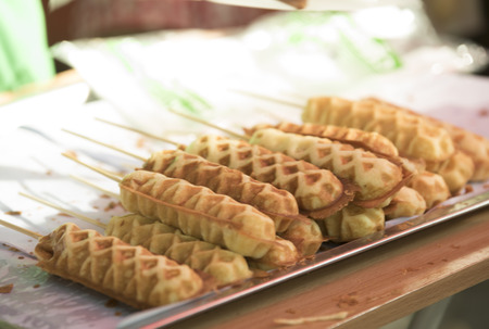 Fried Meatball shop as background or wallpaper.の写真素材