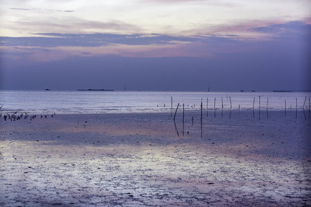 Beautiful sunset in Bangpoo, Samutprakarn province, Thailand