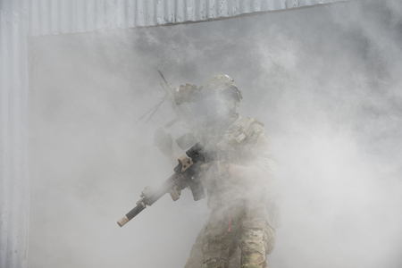 Thai soldiers are trained without seeing their faces.の写真素材