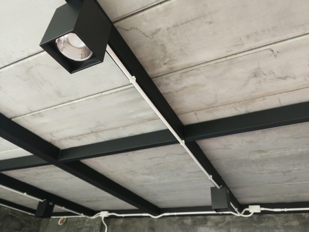 Ceiling light rail set on abstract background