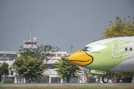 Don Muang Airport Thai - January 12, 2019 : Nok Air Thailand, a low-cost airline, arrives at Don Mueang International Airport.のeditorial素材