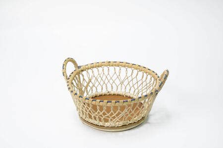 Empty baskets placed on a white backgroundの写真素材