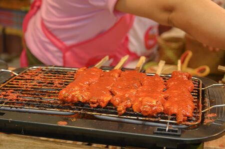 Spicy chicken grilled chicken , Thailand foodの写真素材