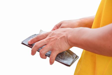Man holding dollar banknote.young businessman holding money