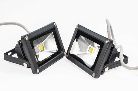 LED spotlight  on a white background on a background with a copying area