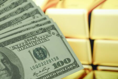 Bank dollar and gold in Abstract backgroundの写真素材