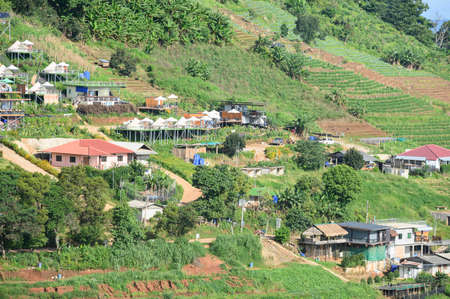 Views of the landscape of tourism and accommodation at the foot of the mountain