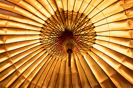 Bamboo frame pattern of wooden umbrella frameの写真素材