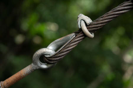 Metal and cable on natural background blurの写真素材