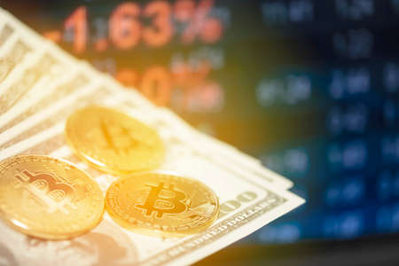 Bitcoin with Dollar - Investments, Success and Business Ideas with Forex Stock Charts,  stock chartの写真素材