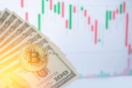 Bitcoin with Dollar - Investments, Success and Business Ideas with Forex Stock Charts,  stock chartの写真素材