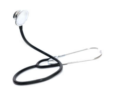 Medical concept stethoscope on white background with copy spaceの写真素材