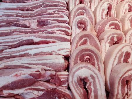 fresh pork on the background on the backgroundの写真素材