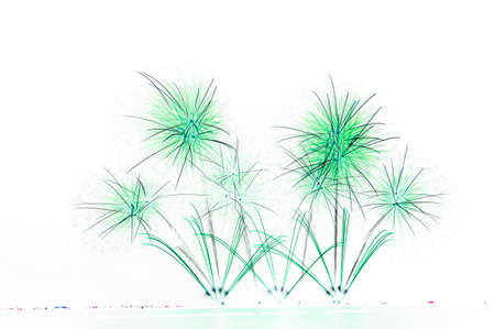 Beautiful abstract fireworks on white background with copy space.の写真素材