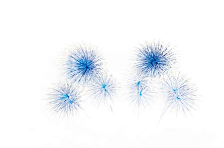 Beautiful abstract fireworks on white background with copy space.の写真素材