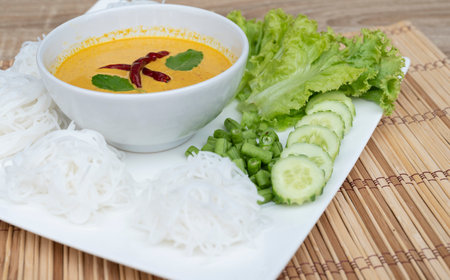 Chinese dessert soup on white plate on food and drink concept backgroundの写真素材