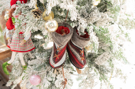 Dolls, gifts and decorations for Christmas and New Year's Eve decorations.の写真素材