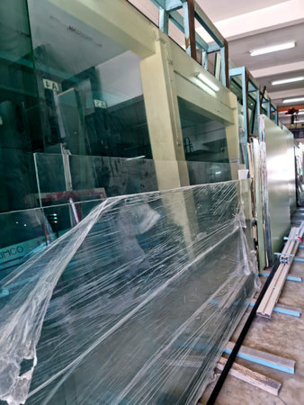 glass wholesale shop on technology and business concept backgroundの写真素材