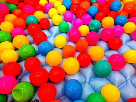 Colorful balls for playing indoors and outdoors. The concept of entertainment and relaxationの写真素材