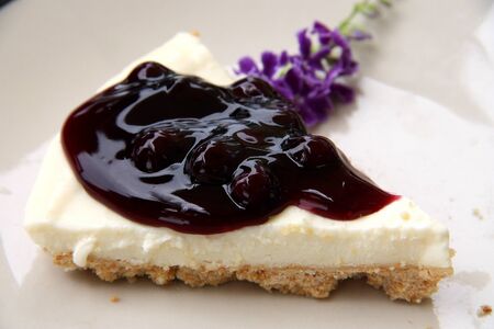 A piece of blueberry cheese pieの写真素材