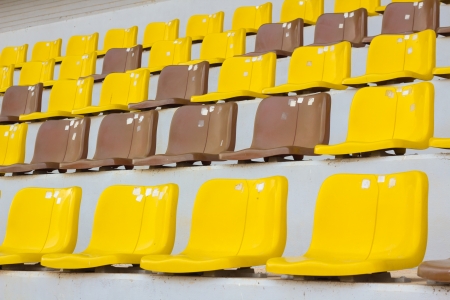Seat grandstand yellow brownの写真素材