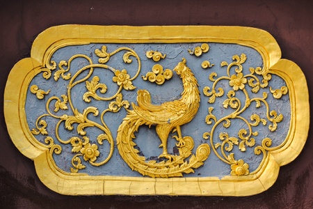 Peacock carved gold paintの写真素材