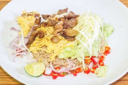 Kao Cluk Ka Pi  Mixed Cooked Rice with Shrimp Paste Sauce の写真素材