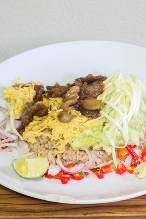 Kao Cluk Ka Pi  Mixed Cooked Rice with Shrimp Paste Sauce の写真素材