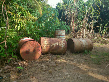 Old oil tanks in the natureの素材