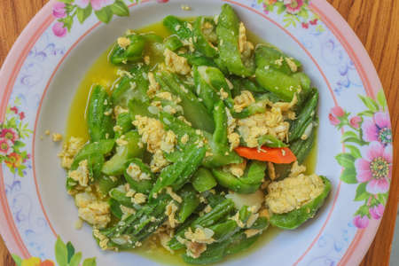 Sponge Gourd fried with Egg の写真素材