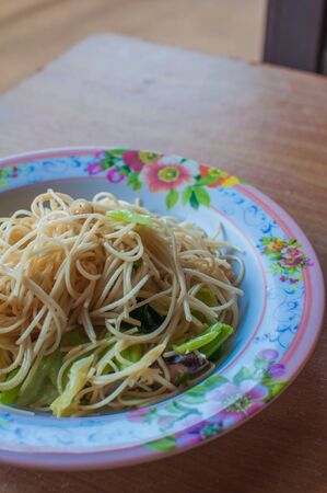Stir fried rice noodles vegetarian Yangshuoの写真素材