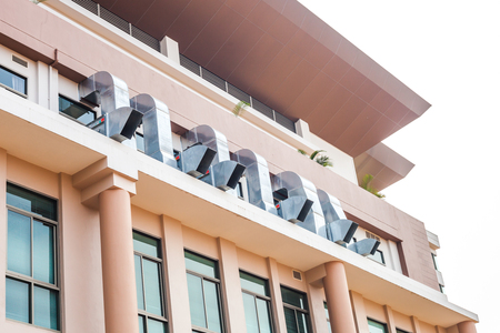 Chimney smoke in buildingの写真素材