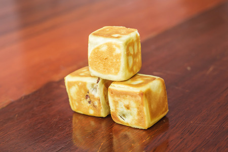 Close up of cube red bean bunの写真素材