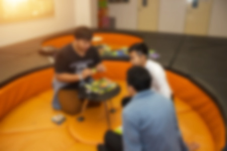 Blur image of Teachers and students are talking about in class and sun lightの写真素材