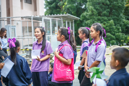 CHIANG-RAI THAILAND-AUG 16: Students in Chiang Rai Province do science day activities at Mae Fah Luang University on august 16, 2017 at Mae Fah Luang University , Chiang-rai Thailand.のeditorial素材