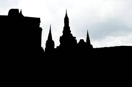 Silhouette of temple in Sukhothai historical park, Sukhothai, Thailandの写真素材