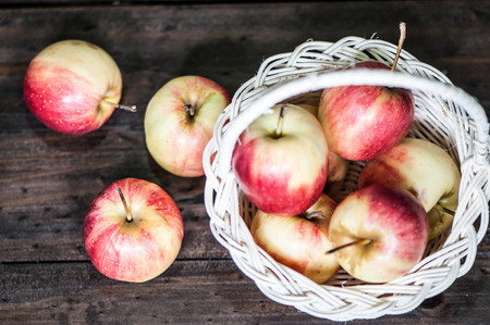 fresh apples with basketの写真素材