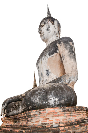 Large buddha statue isolated on white backgroundの写真素材