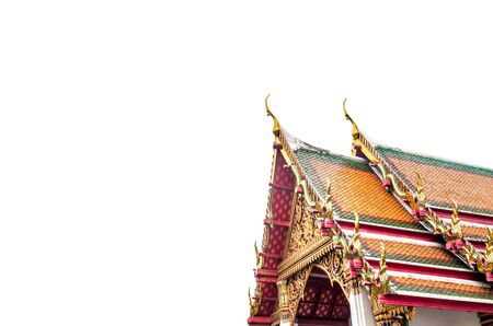 Temple roof of thailand isolated on white backgroundの写真素材