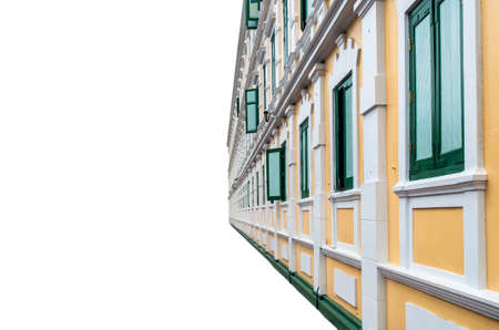 Wall at Ministry of Defense in thailand isolated on whiteの写真素材