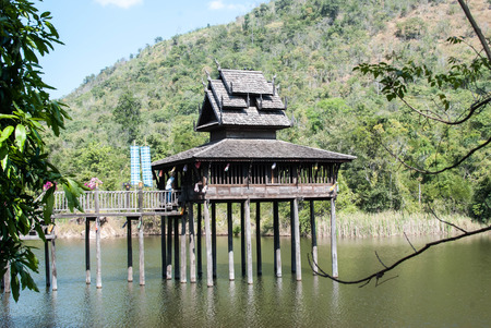 Typical house along the canal in thailandの写真素材