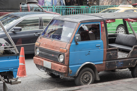 Bangkok taxi, mini car taxiの写真素材