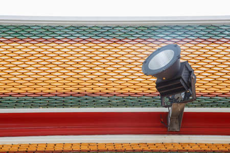 lantern on the roof, at Wat Pho Bangkok Thailandの写真素材