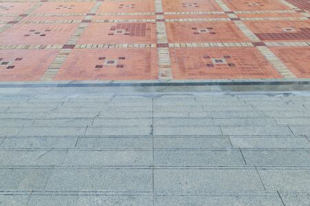 Closeup steps and a brick wall.の写真素材
