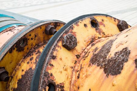 Rusty orange metal tube texture.の写真素材